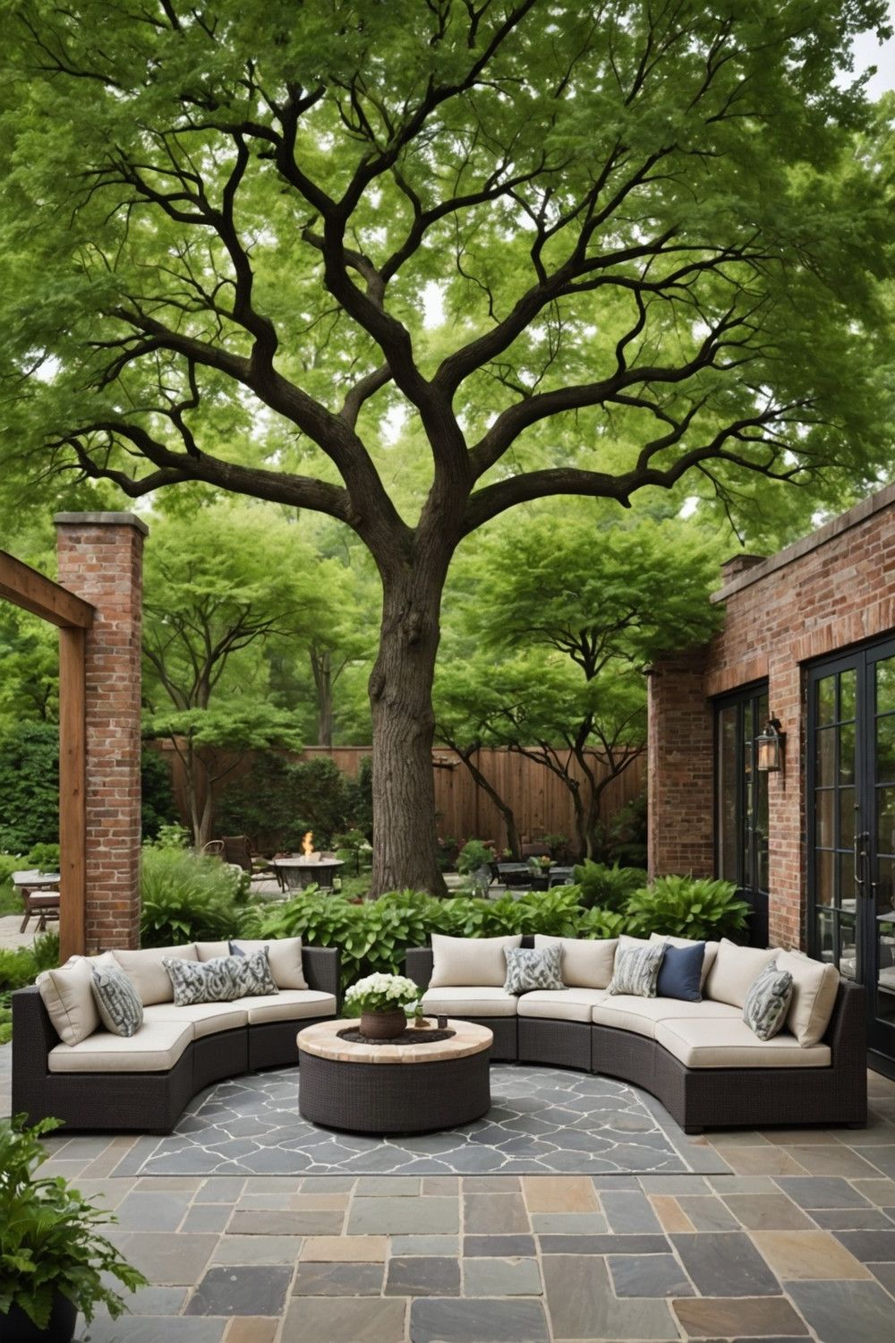 Build a Natural Stone or Brick Patio Around the Tree