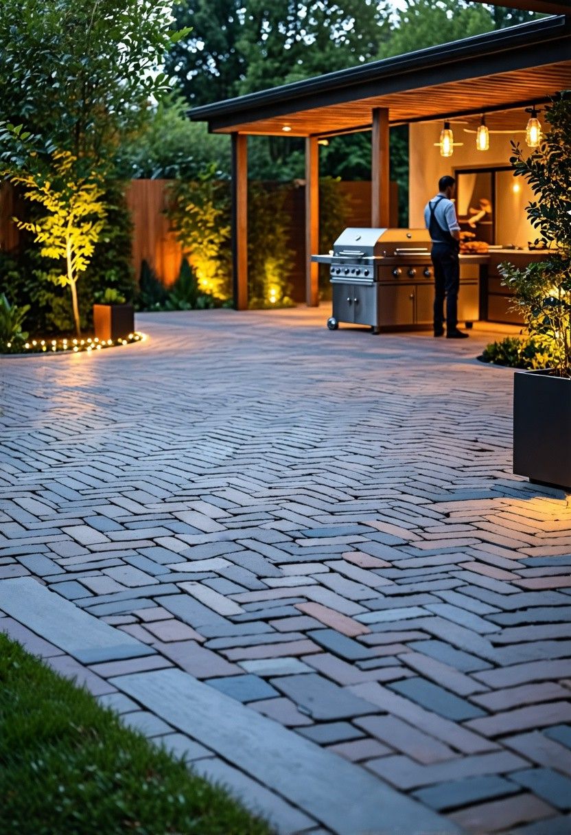 Herringbone Pattern Brick Patio