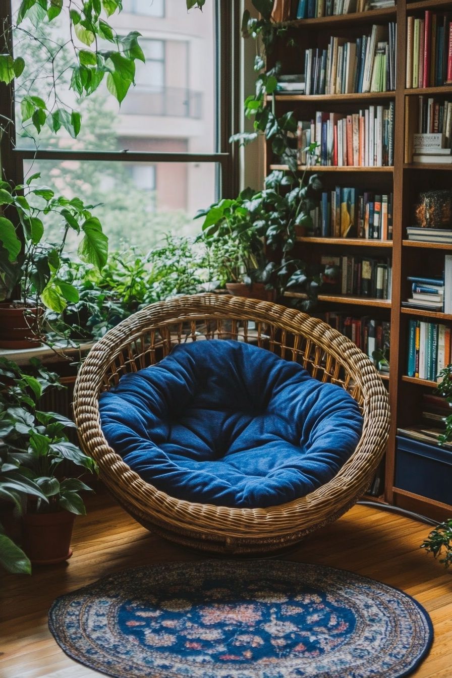 Reading Nook with a Hanging Papasan Chair