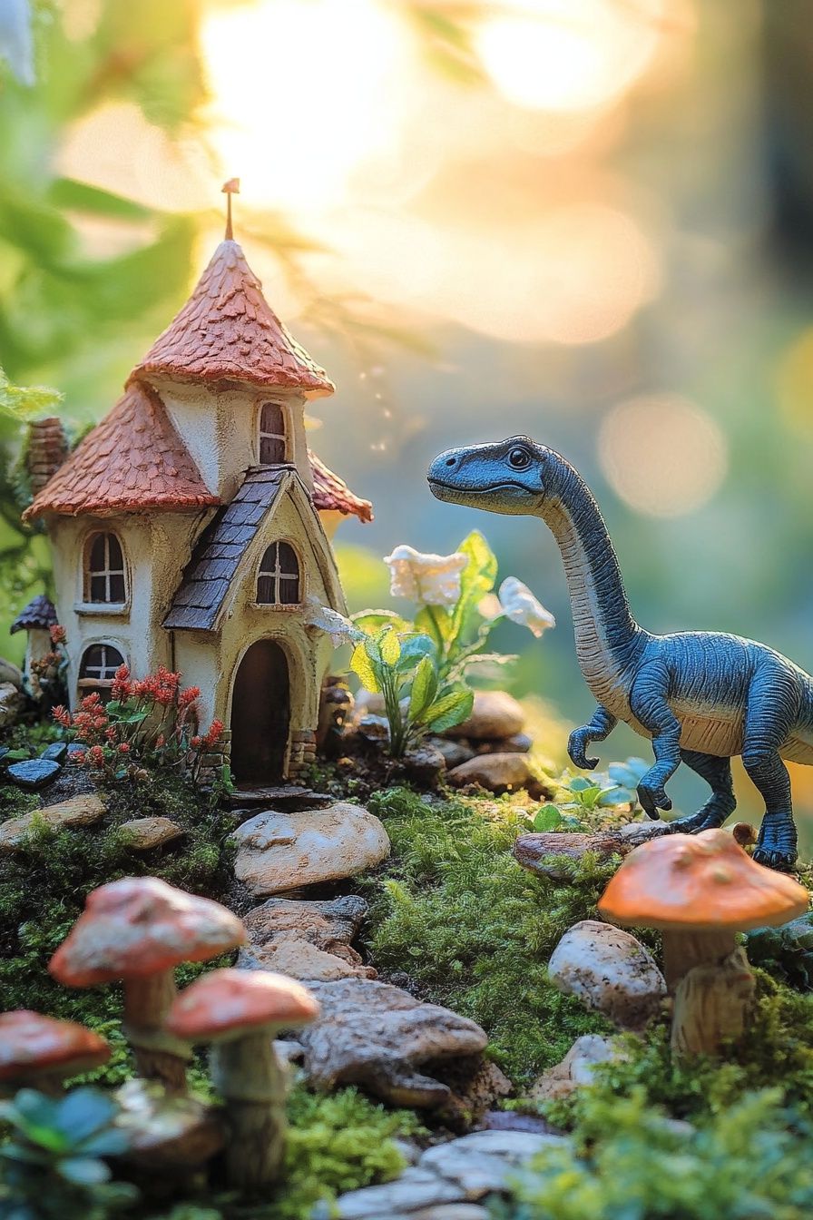 7. Add a Whimsical Dinosaur to Your Fairy Garden