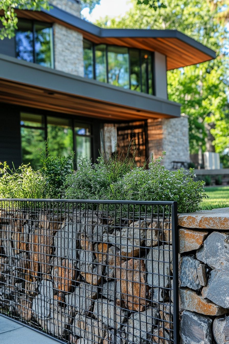 Modern Gabion Fence for a Sophisticated Landscape