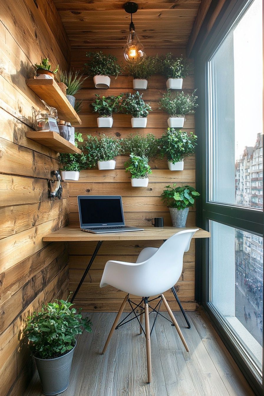 Create a Productive Balcony Office with Vertical Greenery