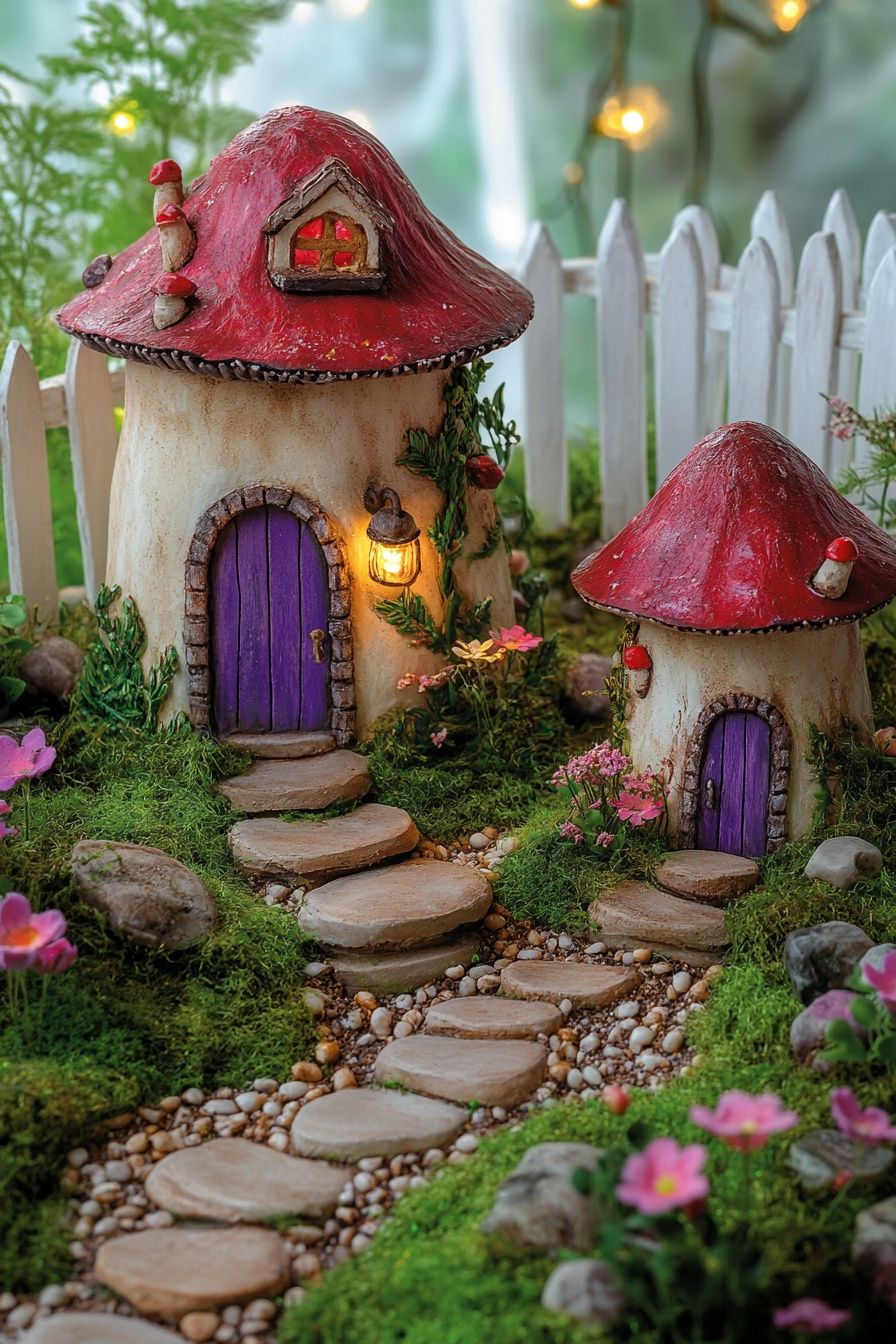 17. Add Whimsy with Mushroom Fairy Houses