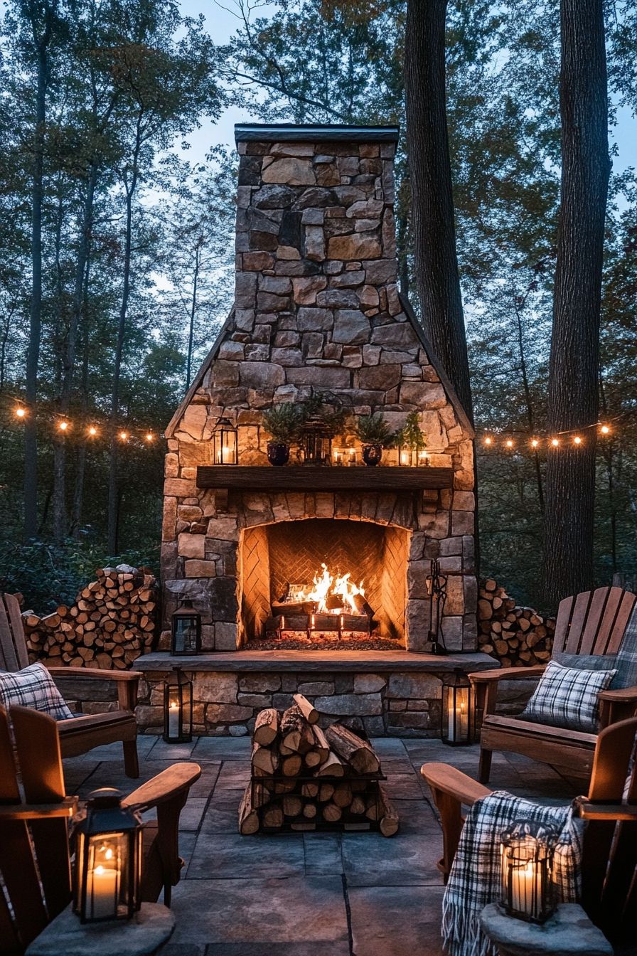 Cozy Outdoor Fireplaces For Backyard Ideas (20)