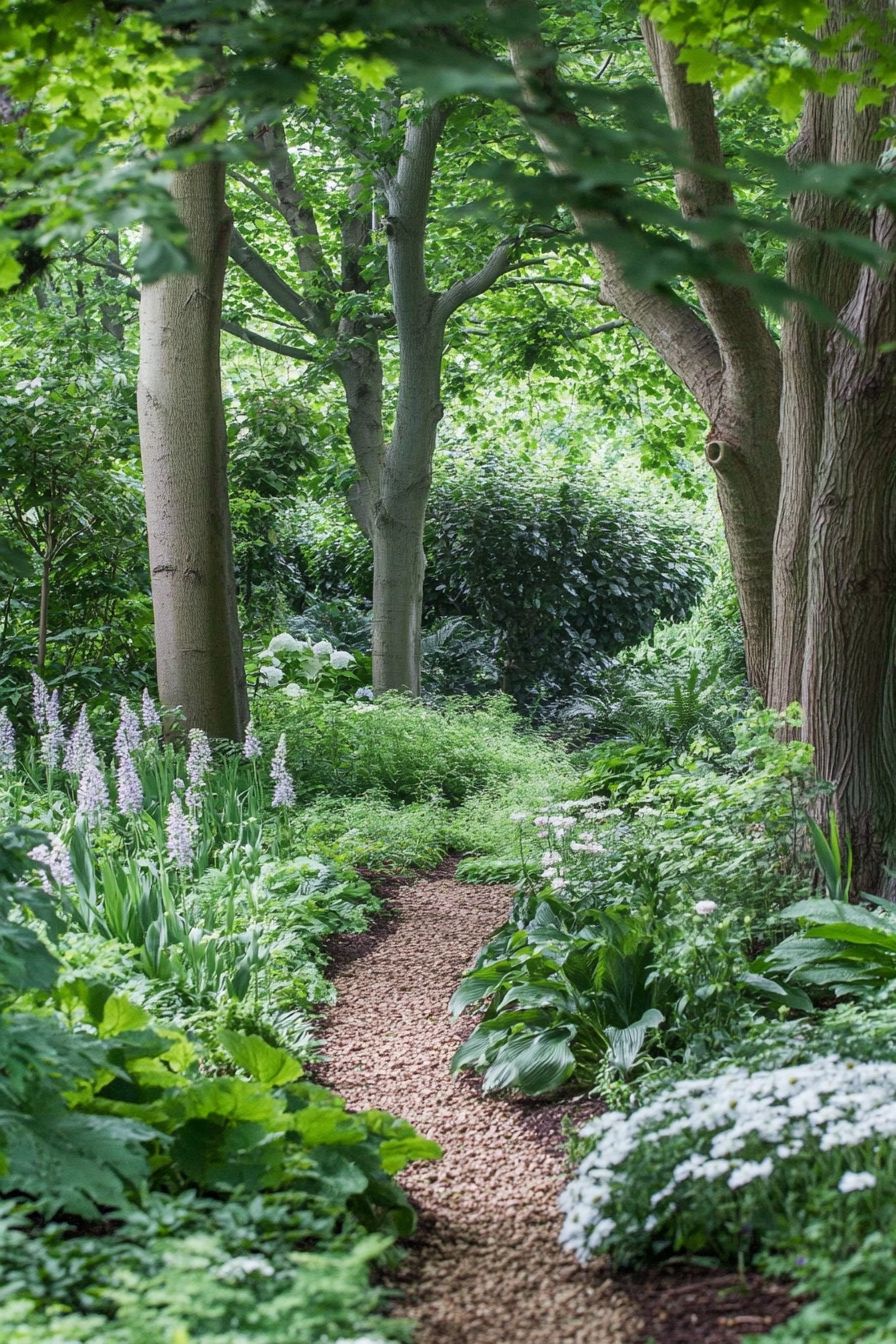 Gravel path through lush green