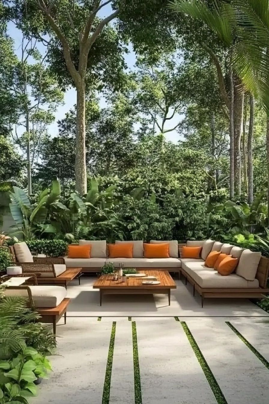 Serene Jungle Patio with Modern Comfort
