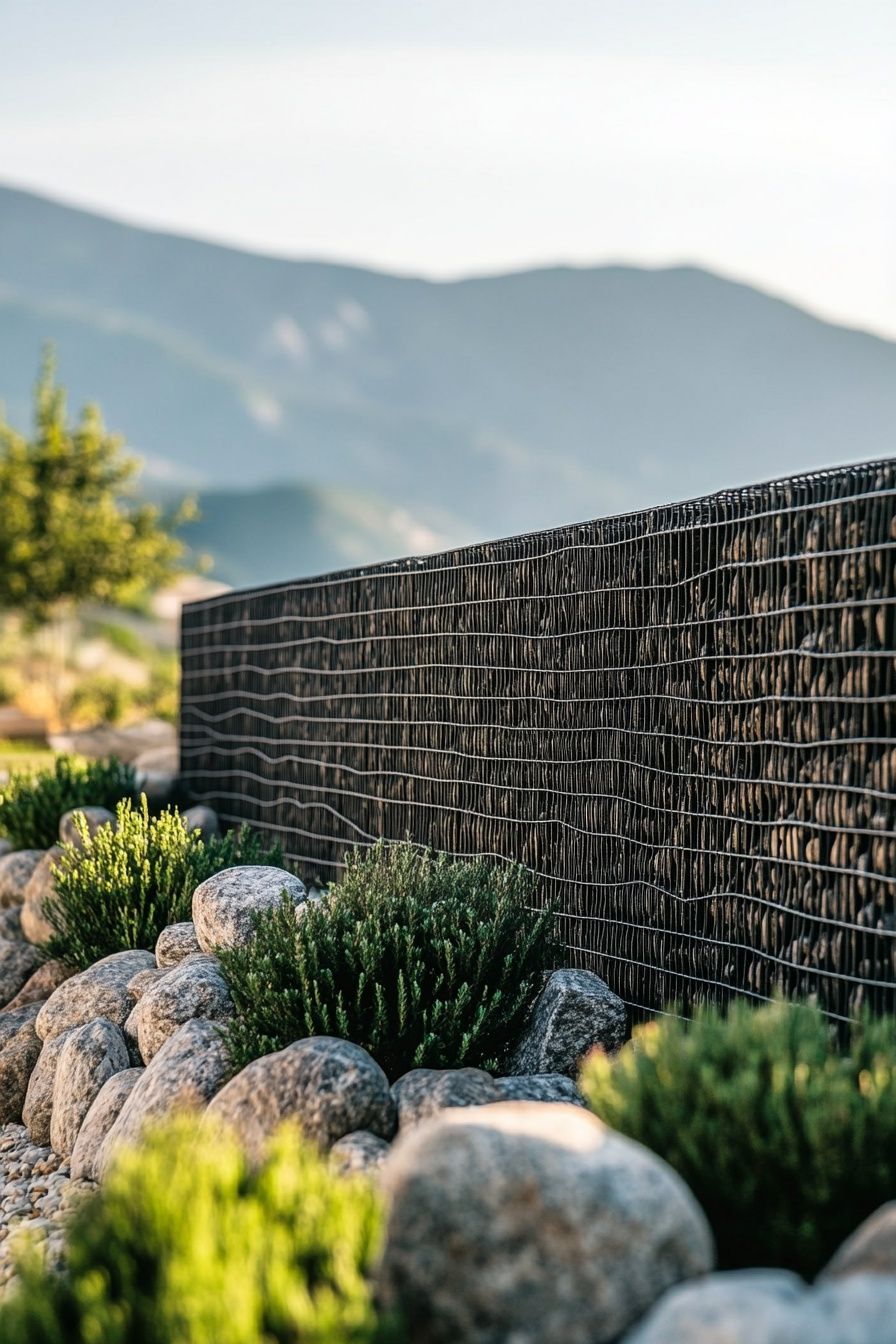 Sleek Black Gabion Fence