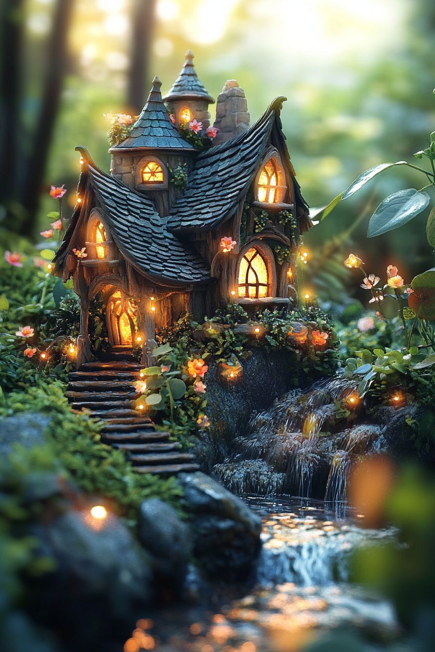 18. Fairy Garden with a Magical Cottage