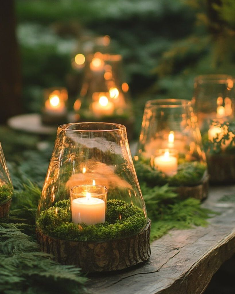 moss and wood accents