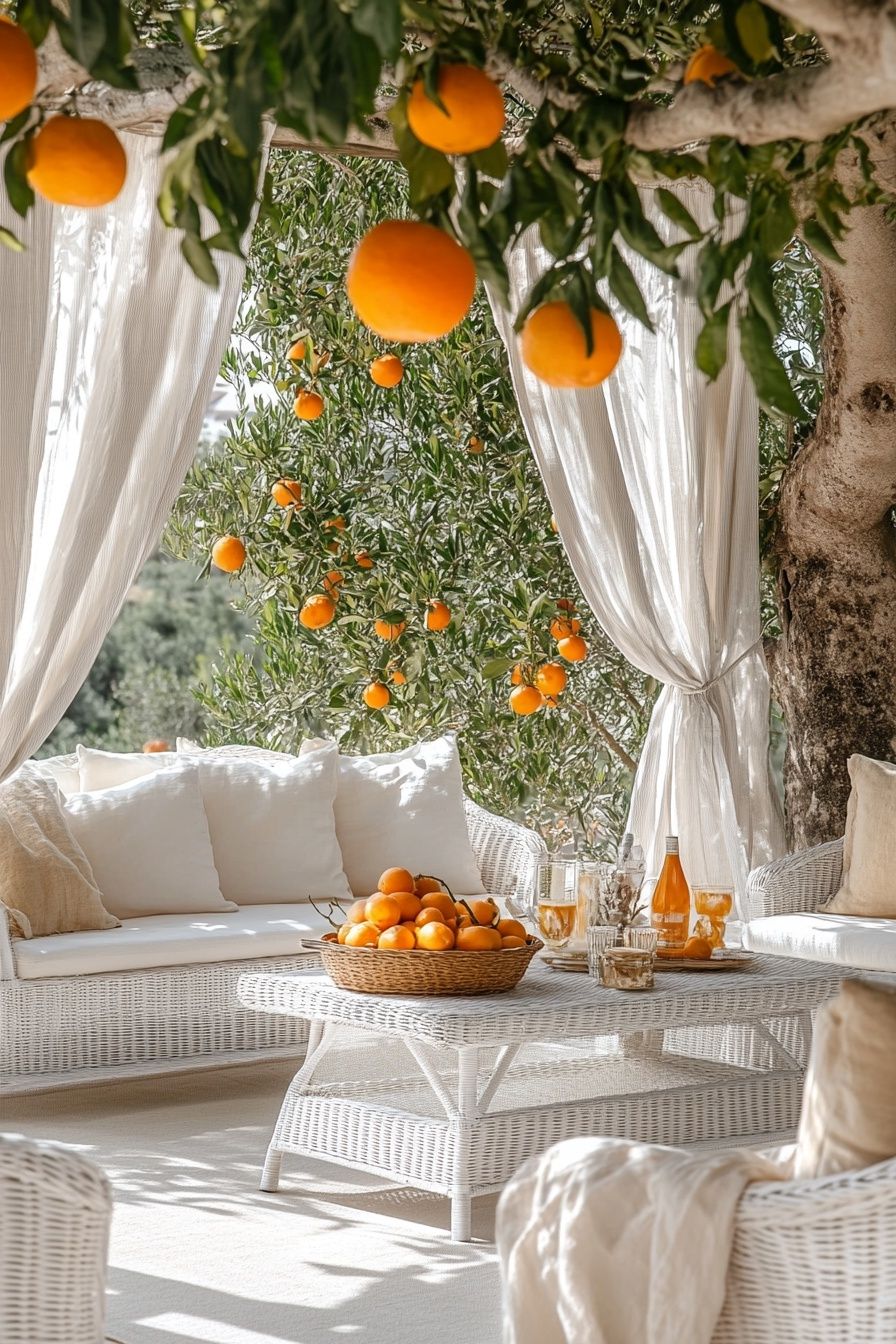 Create a Refreshing Balcony Lounge Under Citrus Trees