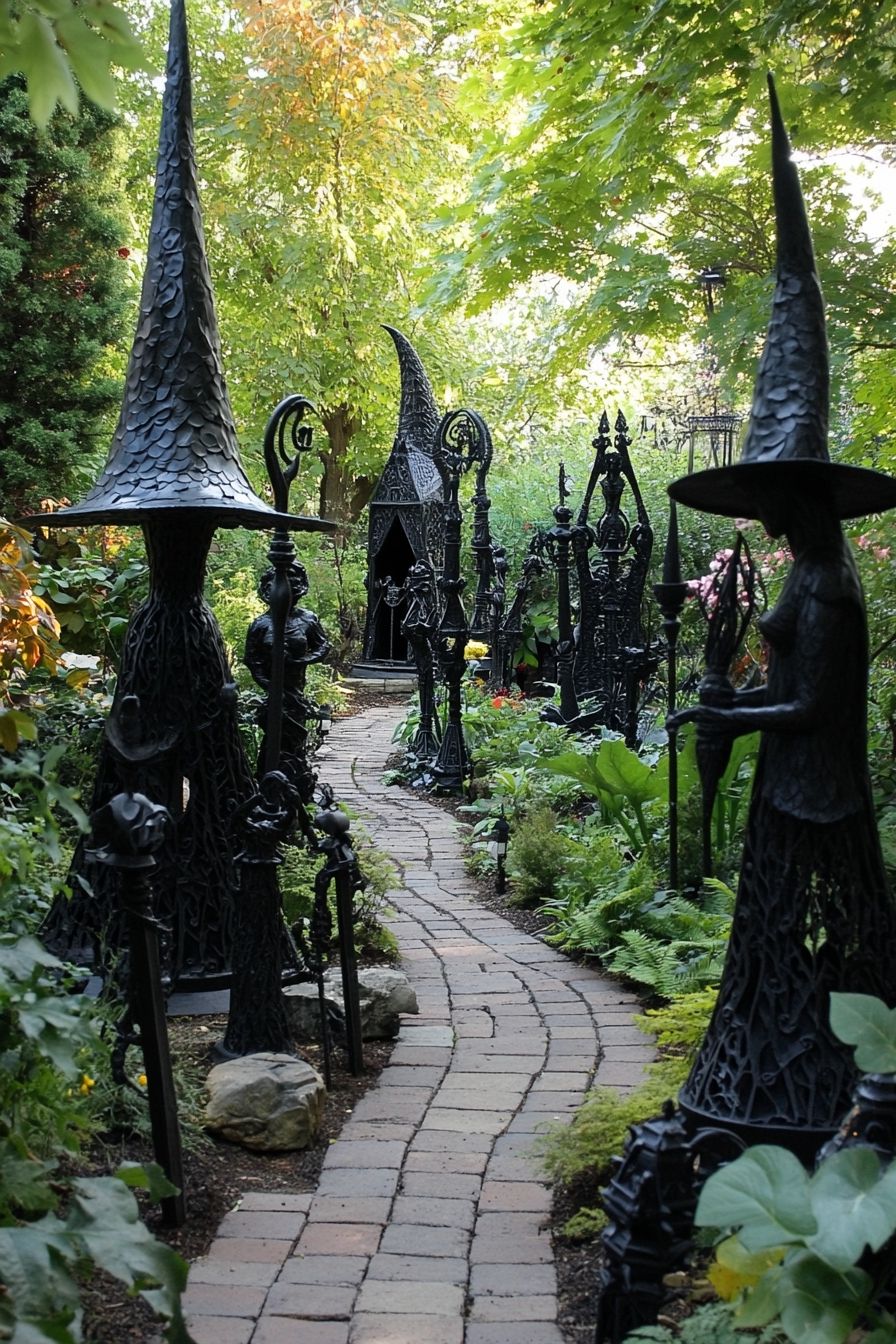 Garden Pathway with Gothic Sculptures