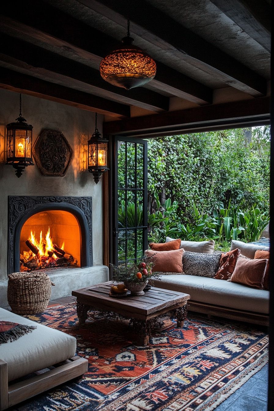 Rustic Moroccan-inspired outdoor lounge