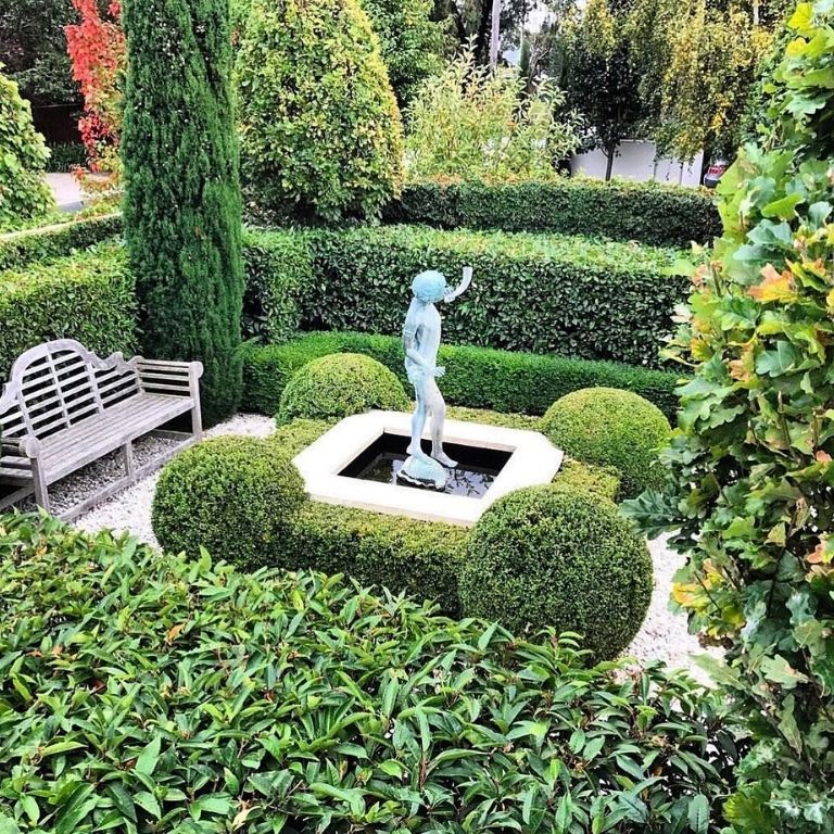 Boxwood Around Fountains or Statues