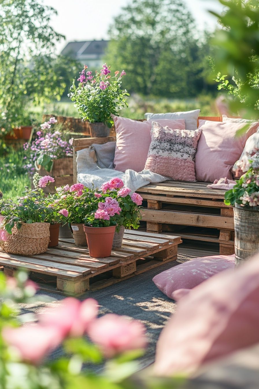 4. Repurpose Wooden Pallets for a Cozy Outdoor Lounge Setup