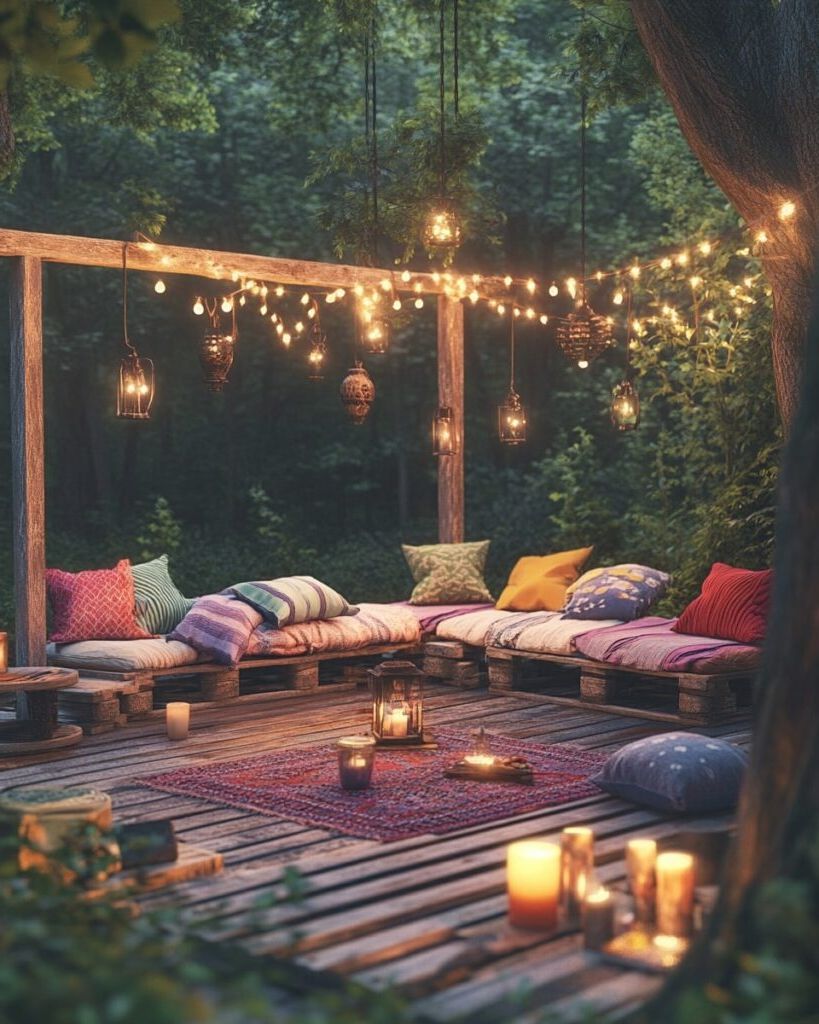 Cozy boho woodland lounge
