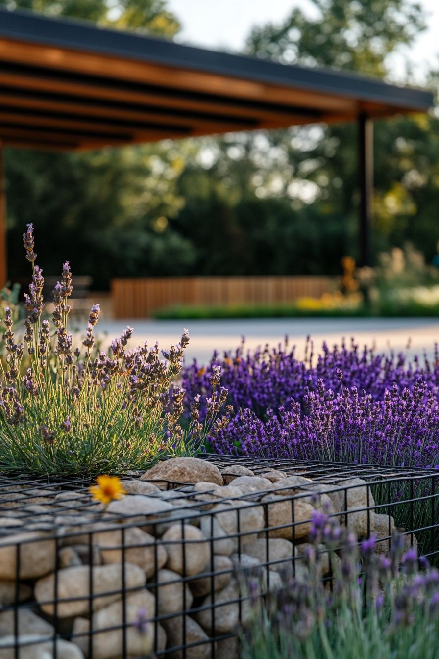 Gabion Wall and Lavender Garden