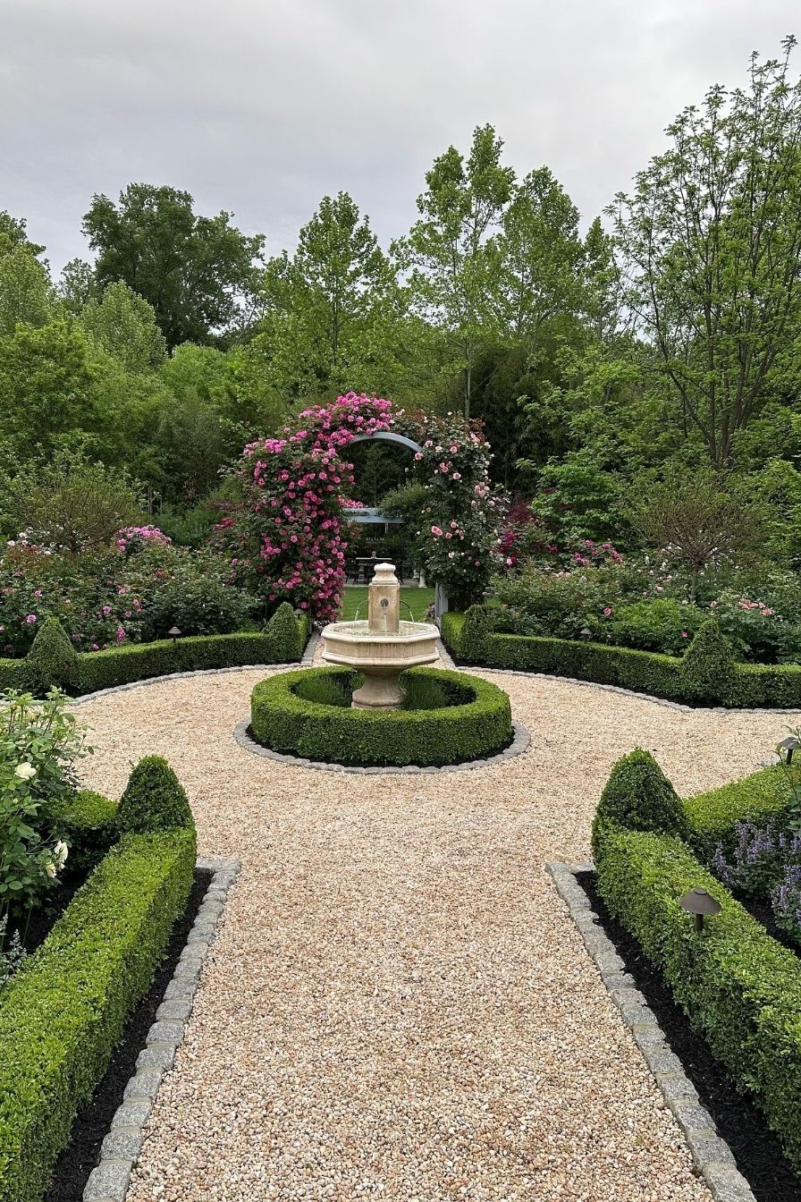 Boxwood with Gravel or Stone Paths