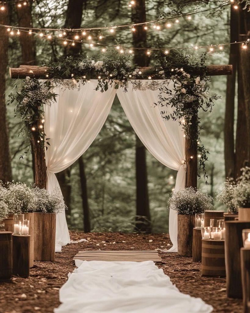 flowing drapery and twinkling lights