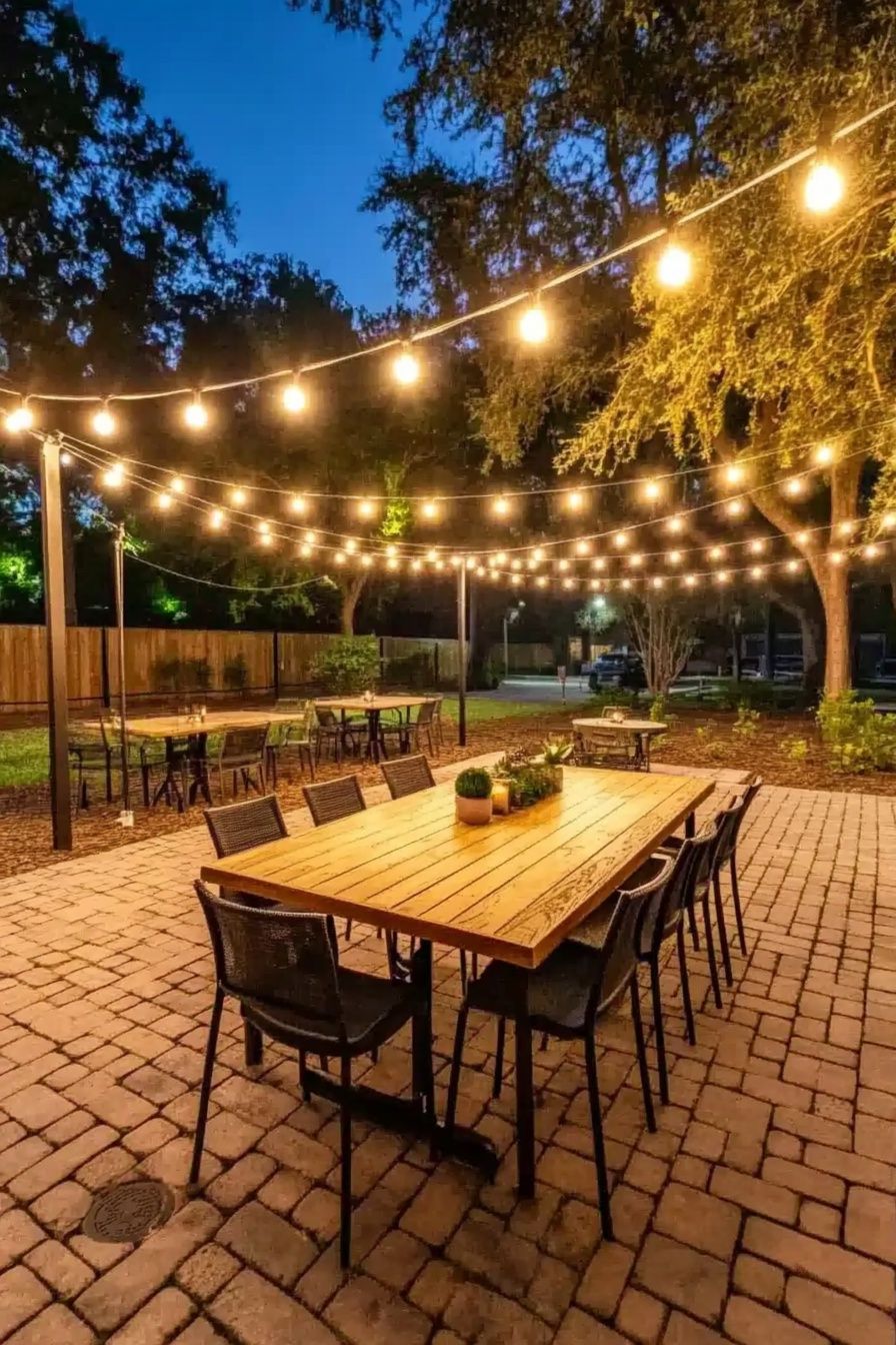 Inviting Patio Ambiance with String Lights
