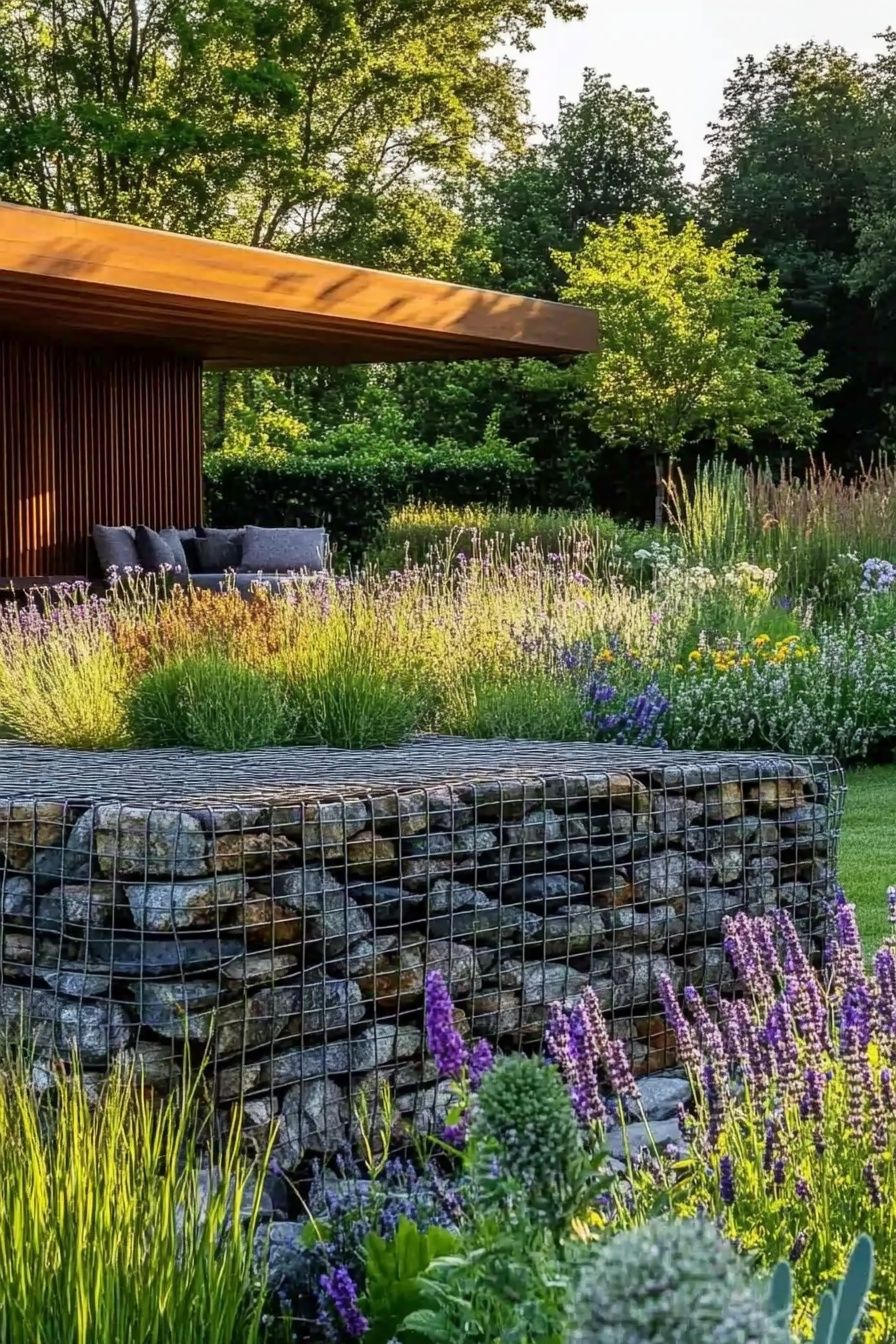Integrate a Gabion Retaining Wall for a Harmonious Garden