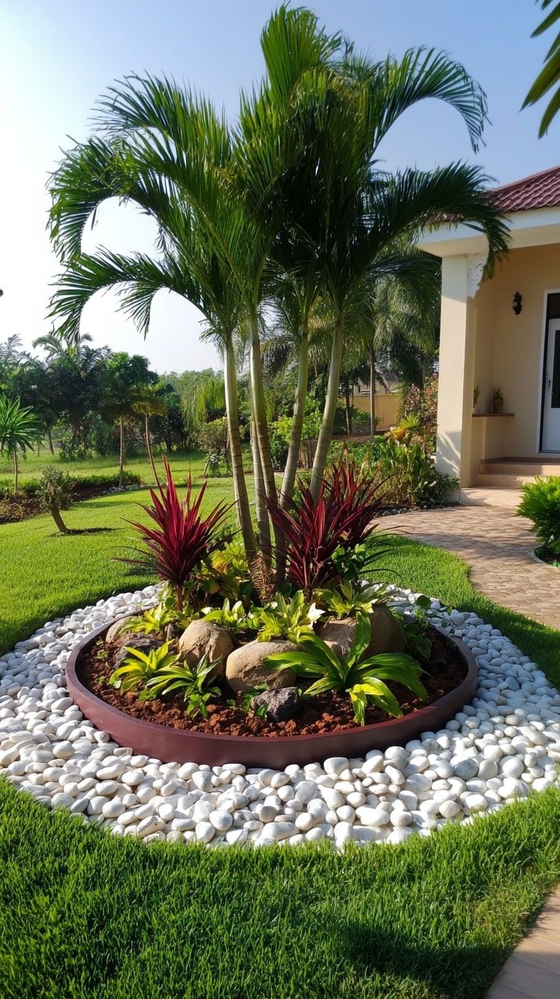 Palm Garden with a Pebble Border