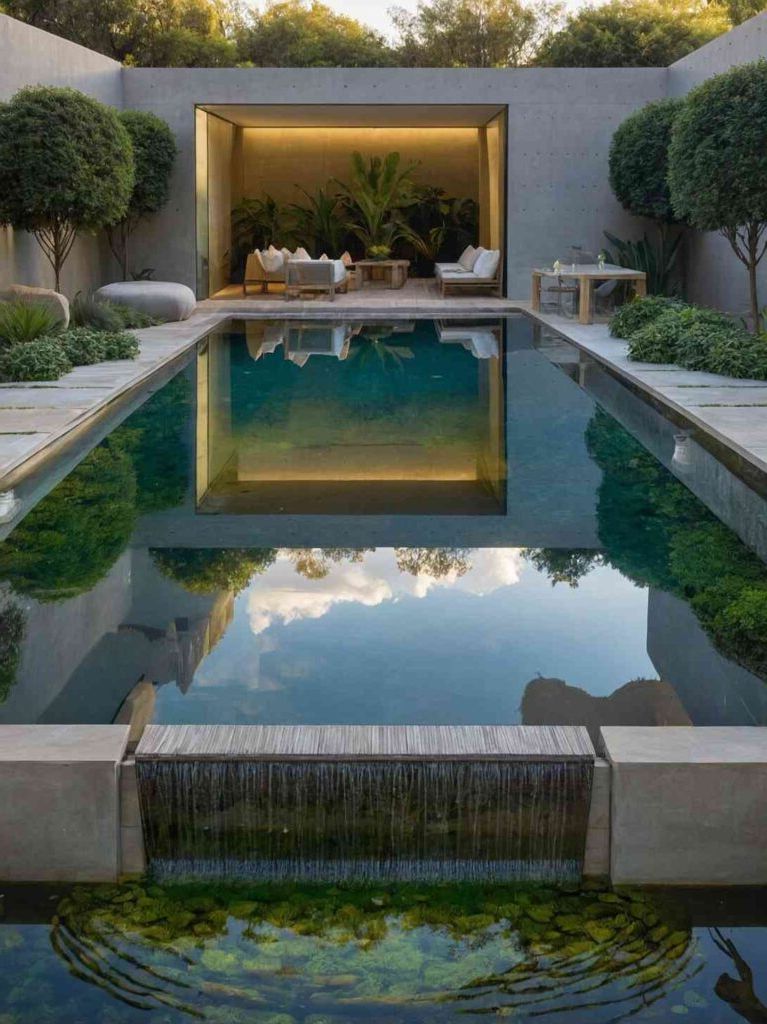 Small Backyard Pool Ideas with Waterfall