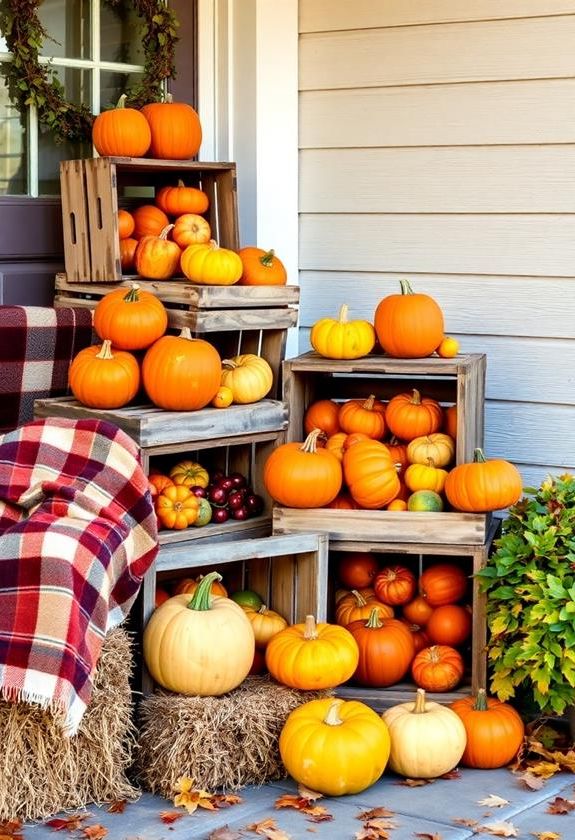 displaying apples in crates