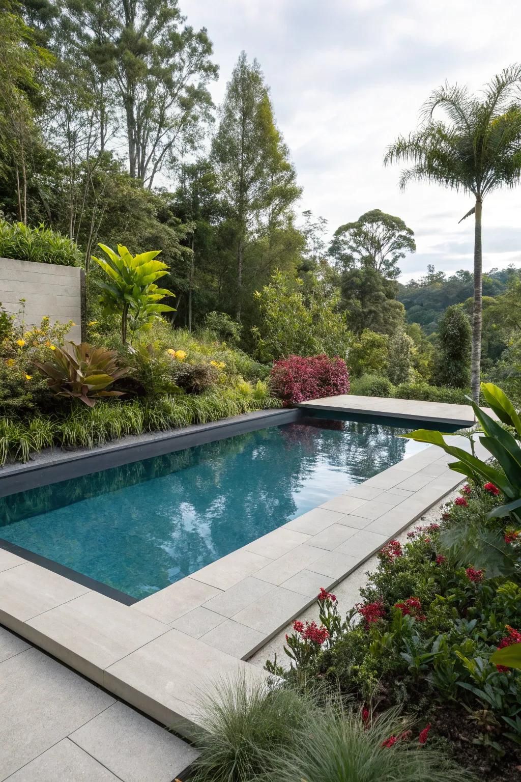 A geometric pool design for a sleek and modern look.