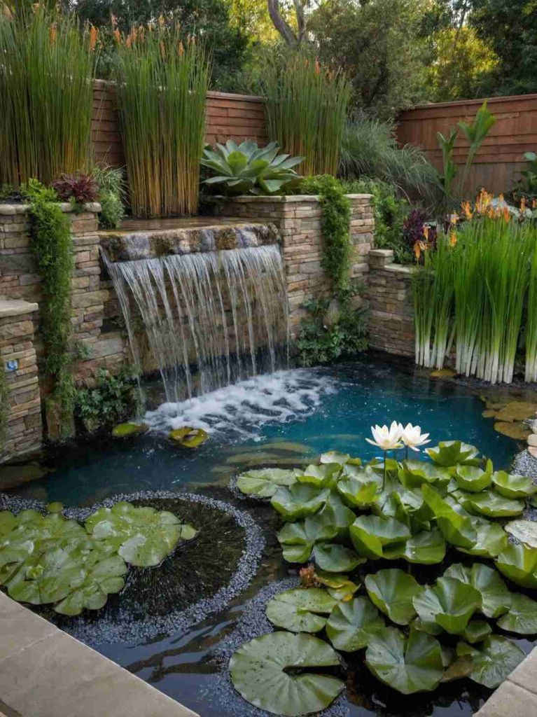 Small Backyard Pool Ideas with Waterfall