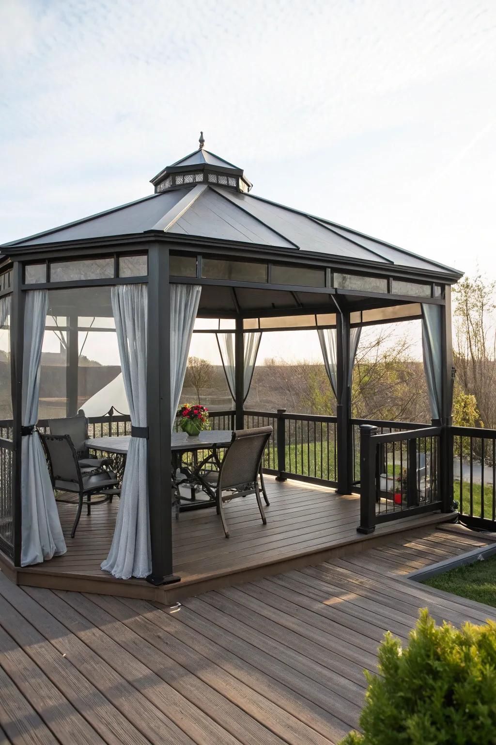 Enjoy your deck all year with an all-weather gazebo.