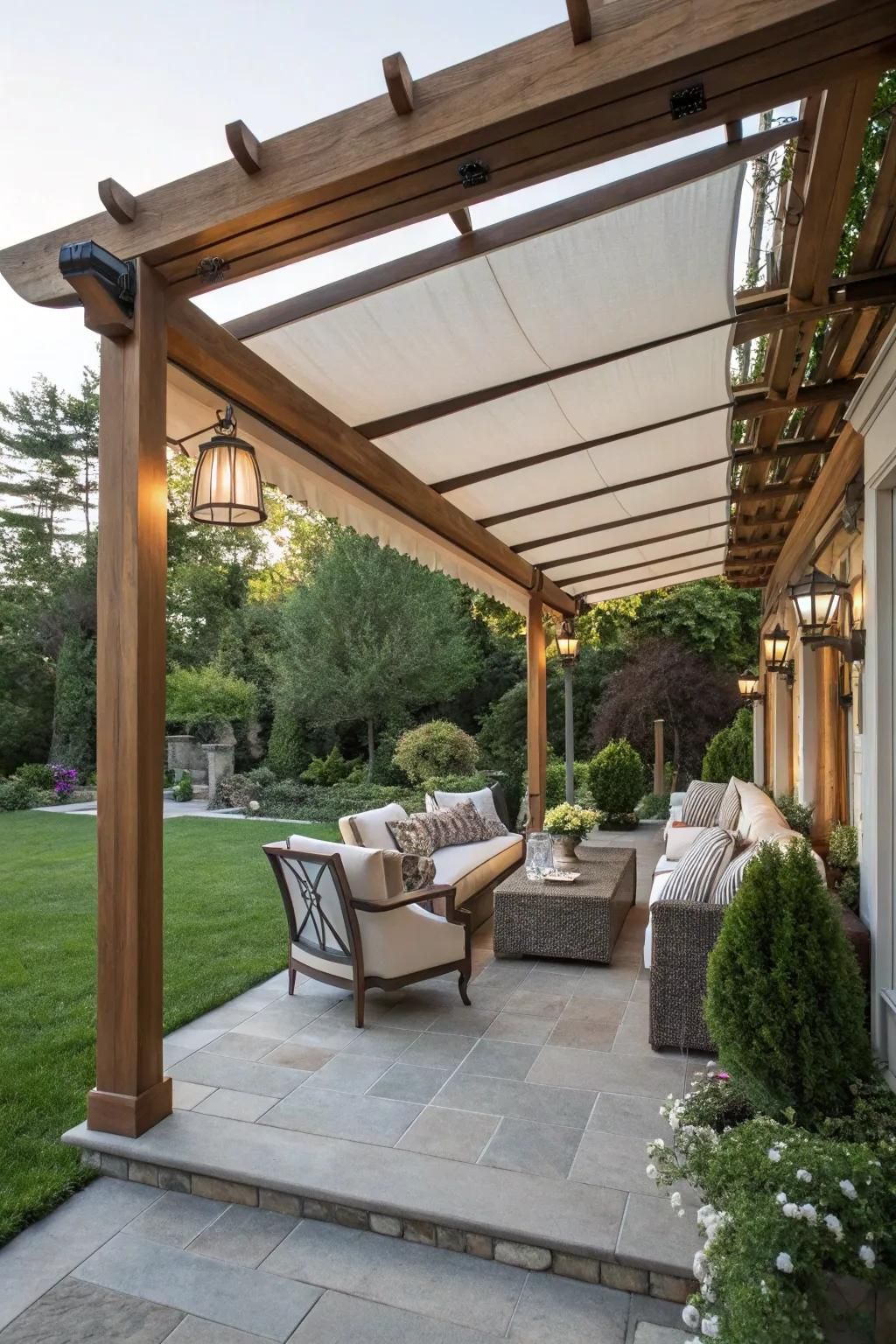Motorized canopies offer effortless control over your outdoor environment.