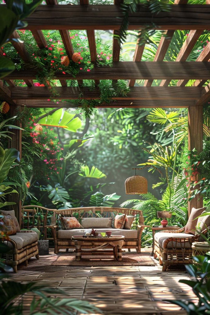 2. Tropical Oasis: Potted Plants & Bamboo-0