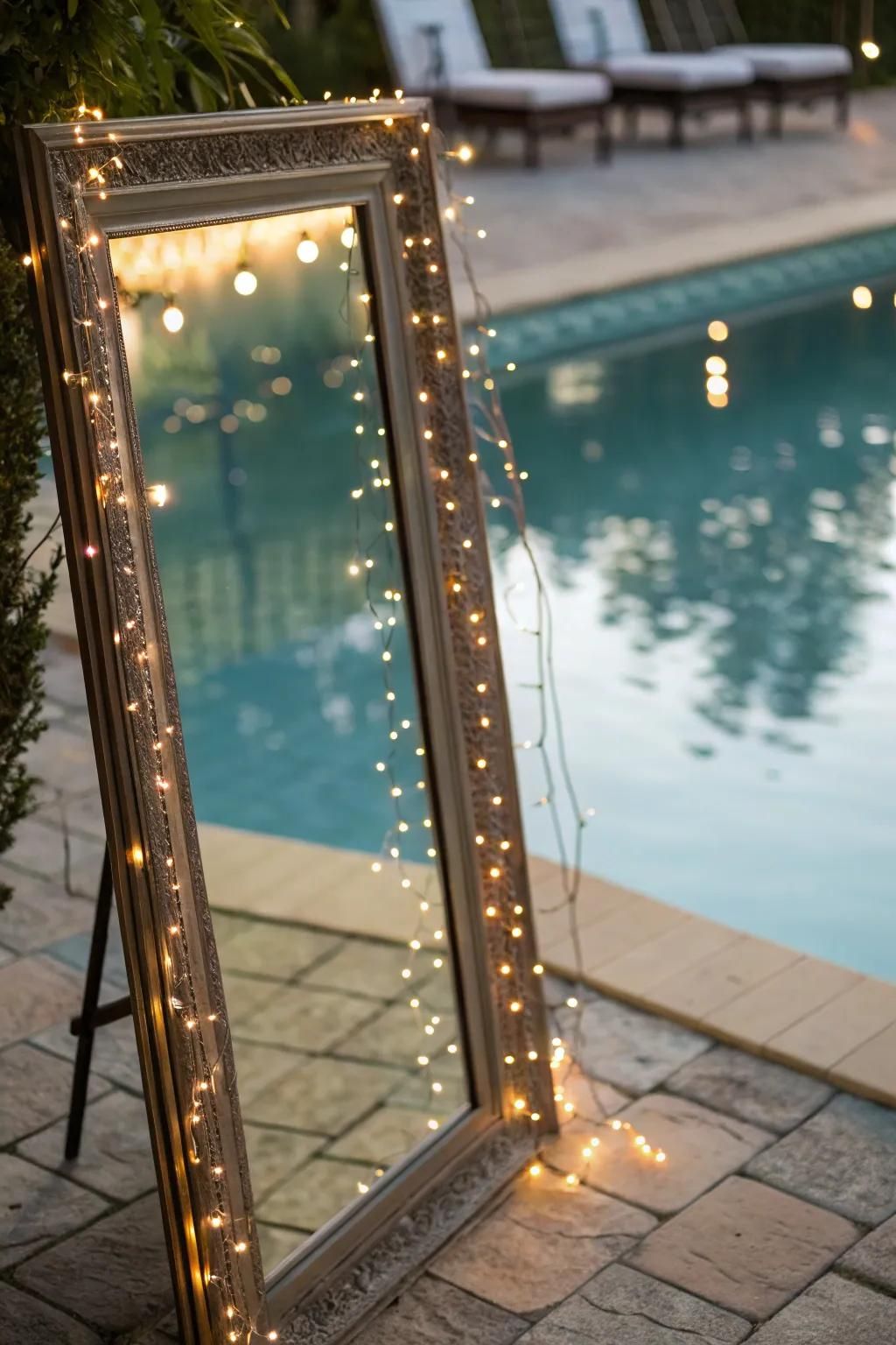 Mirrors double the magic of your poolside lights.