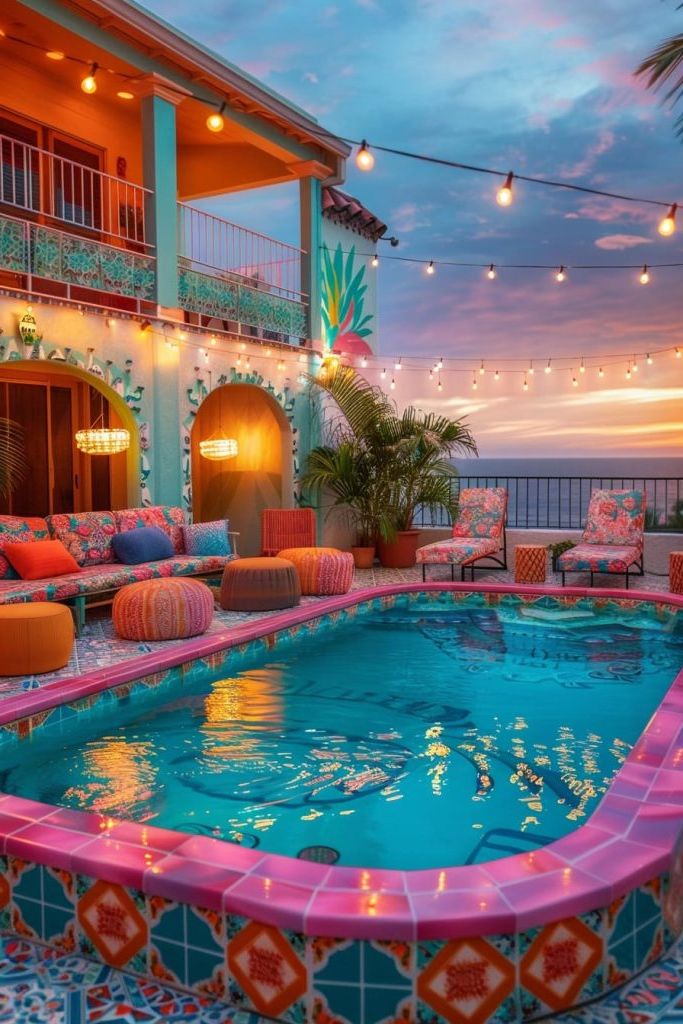 boho above ground pool idea