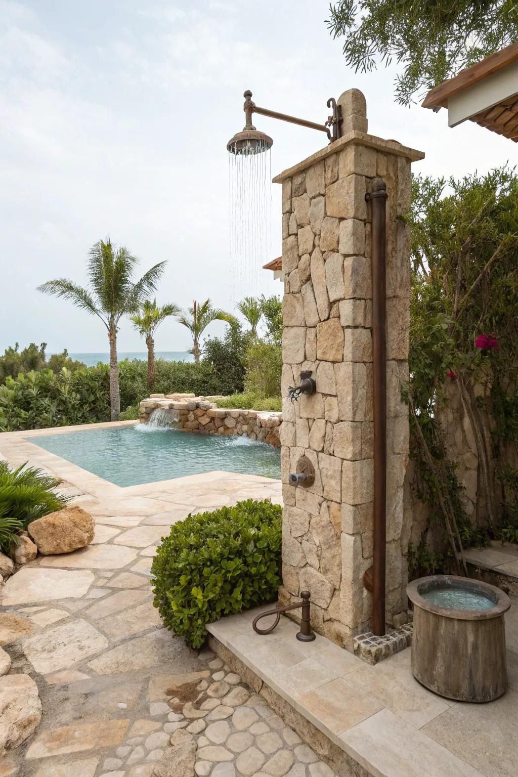 Outdoor showers offer refreshing convenience and style.