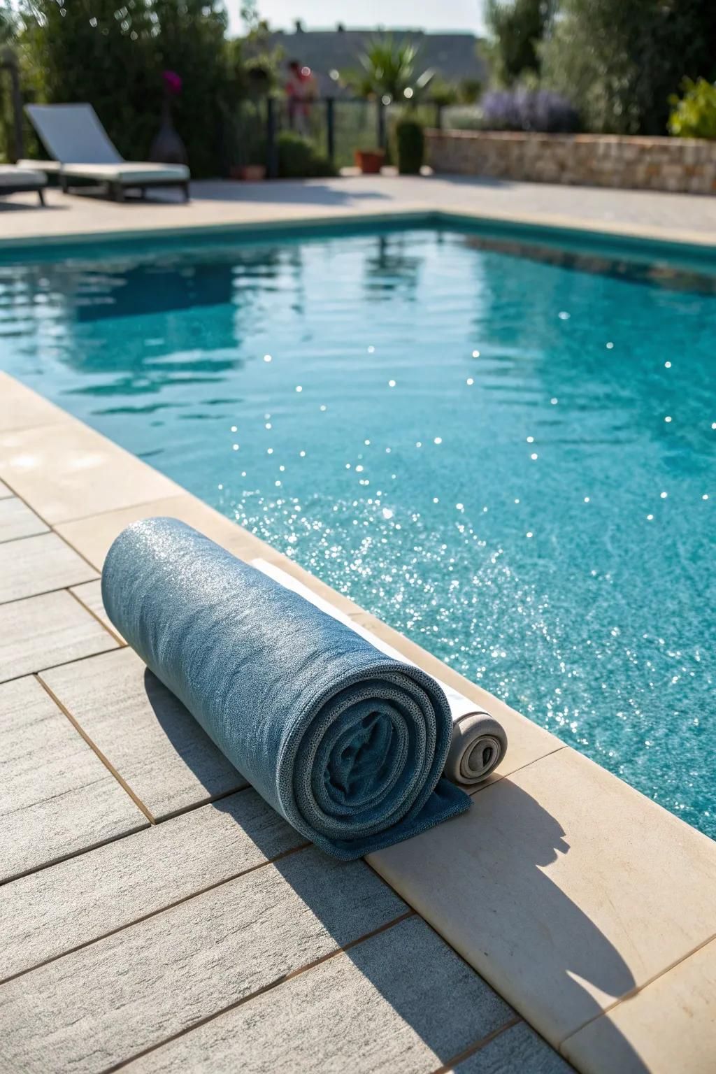 A cover reel simplifies pool cover management, promoting consistent use.