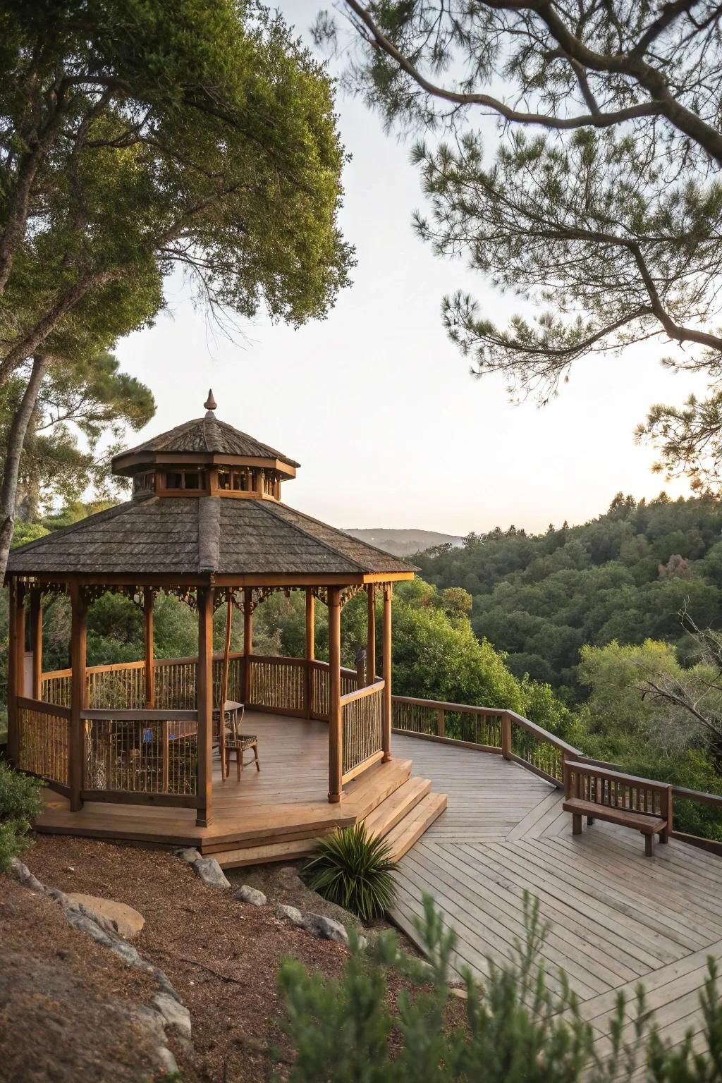 Blend your gazebo into nature with an integrated design.