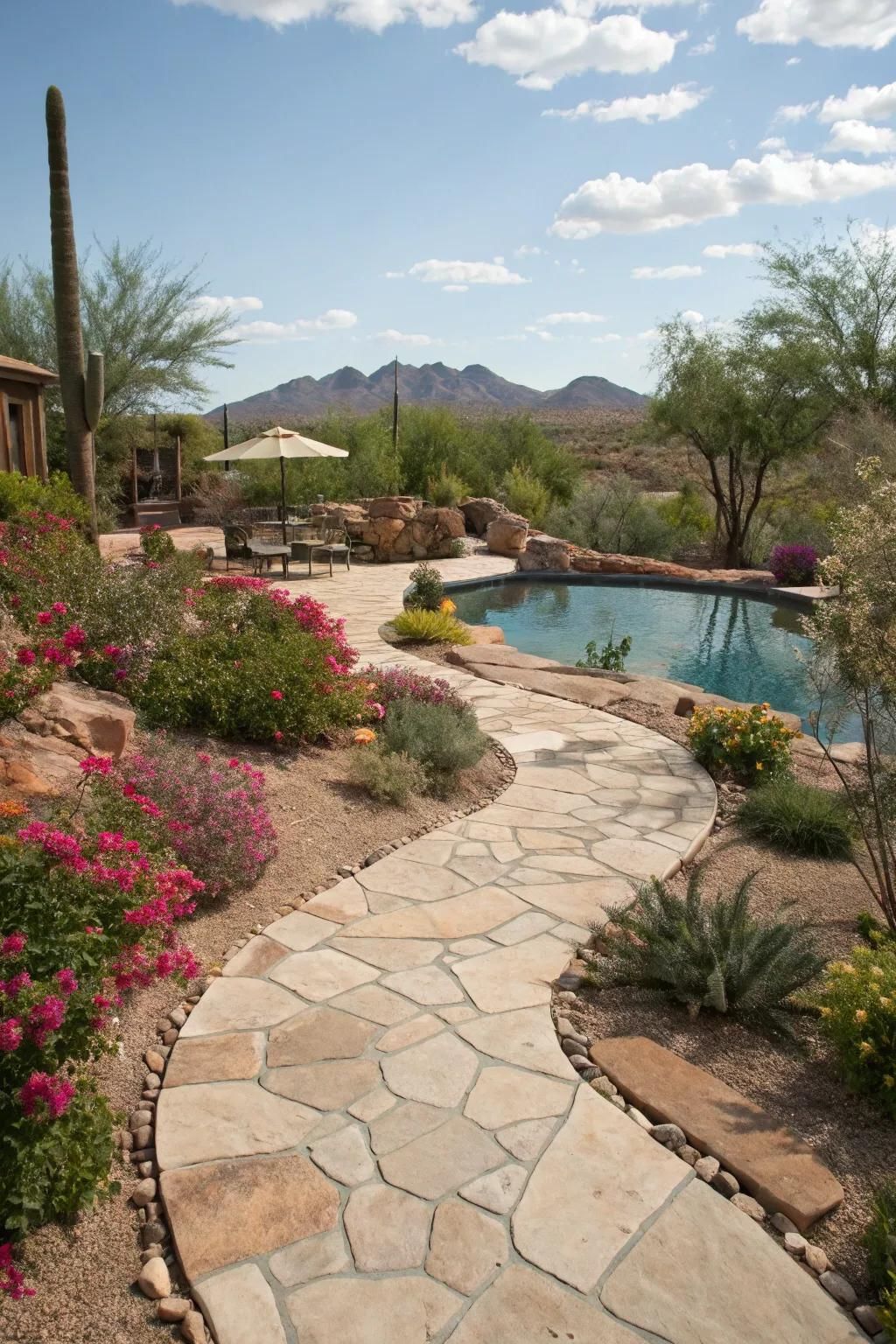 Natural stone pathways offer both function and beauty in landscaping.