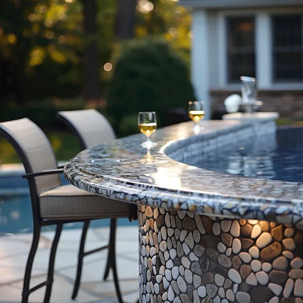 close up shot details bar above ground pool