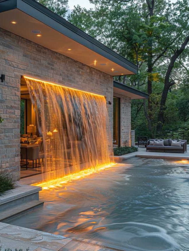 Small Backyard Pool Ideas with Waterfall