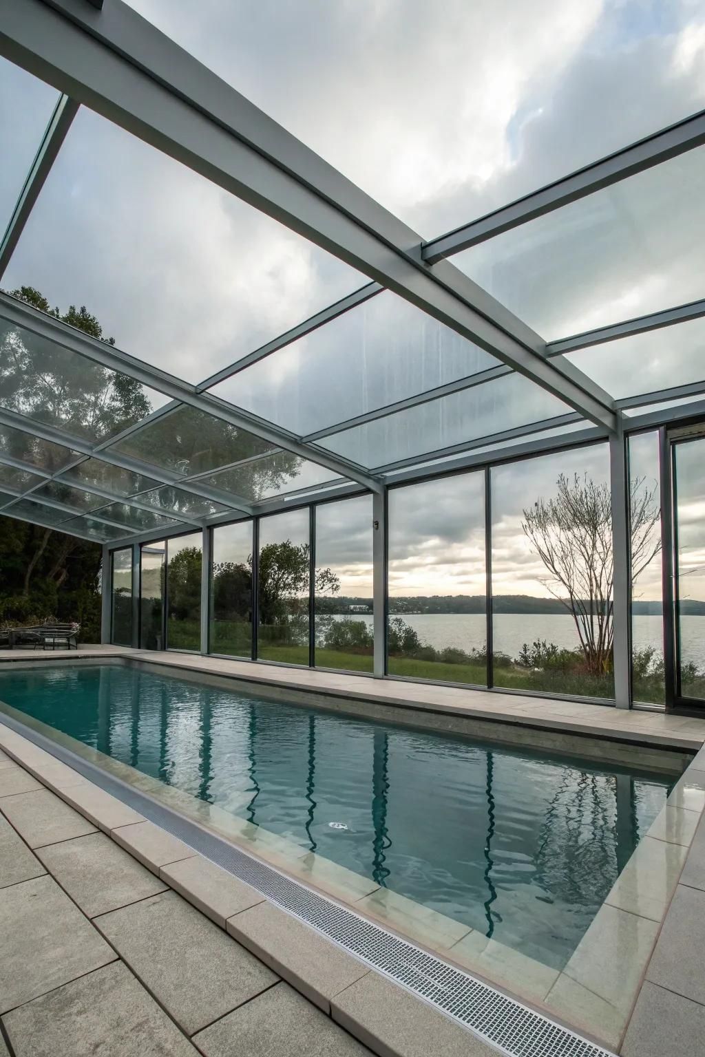 A windproof enclosure keeps the pool warm by reducing heat loss.