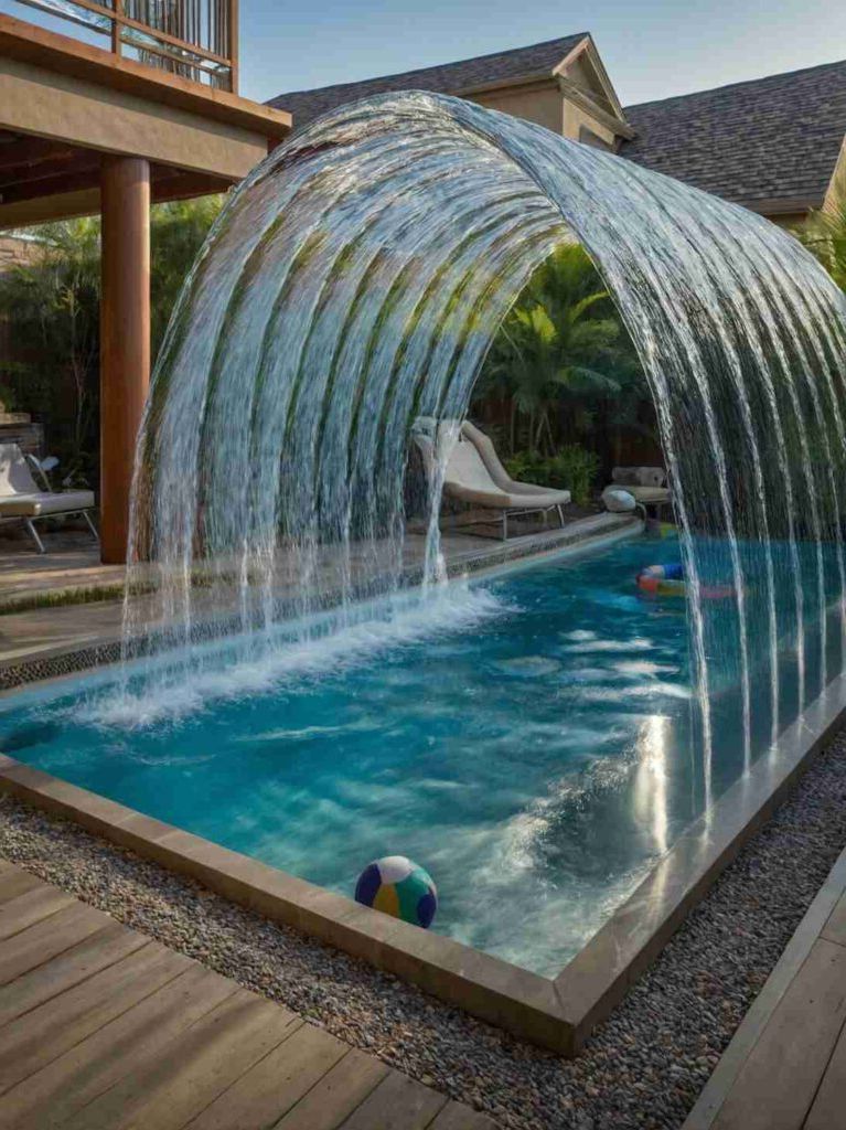 Small Backyard Pool Ideas with Waterfall