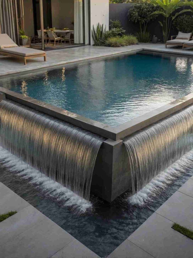 Small Backyard Pool Ideas with Waterfall