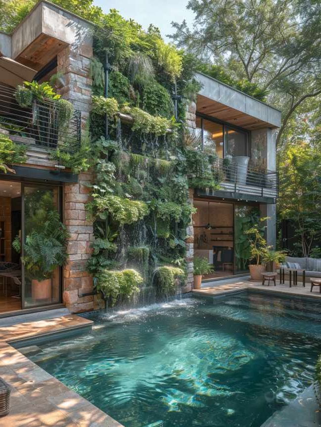 Small Backyard Pool Ideas with Waterfall