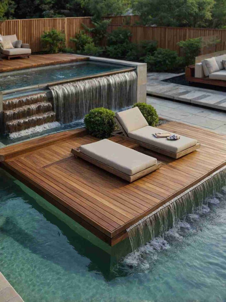 Small Backyard Pool Ideas with Waterfall