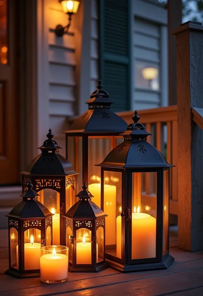 27+ Perfect Fall Porch Decor Ideas - 4. Lanterns and Candles