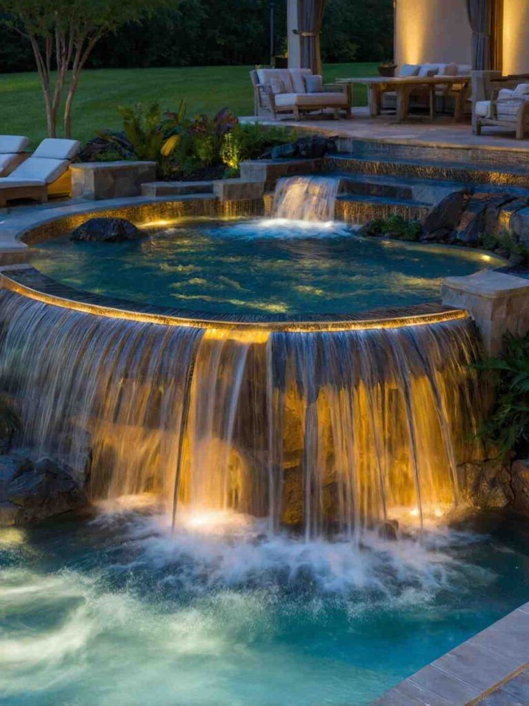 Small Backyard Pool Ideas with Waterfall