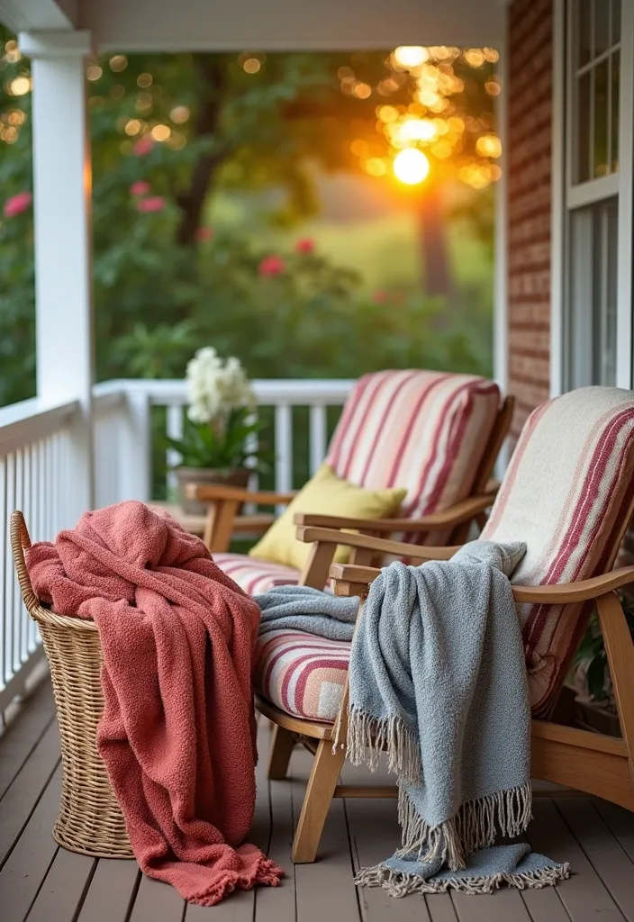 27+ Perfect Fall Porch Decor Ideas - 8. Cozy Blankets and Throws