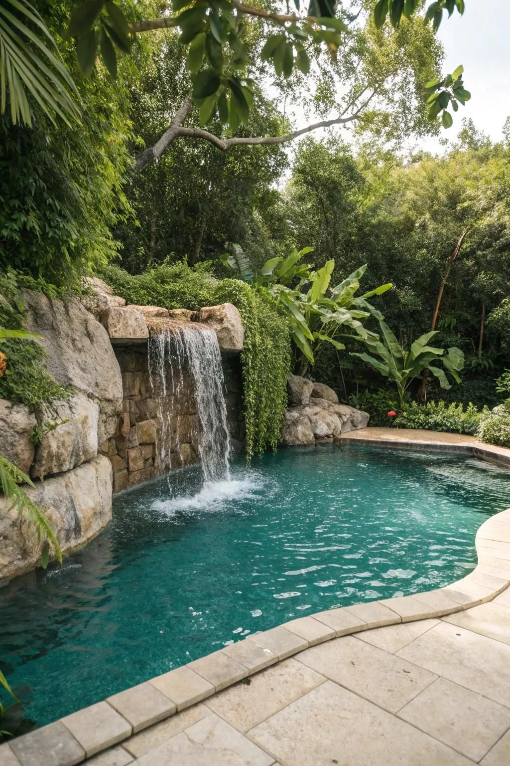 Water features add tranquility and elegance to your pool garden.