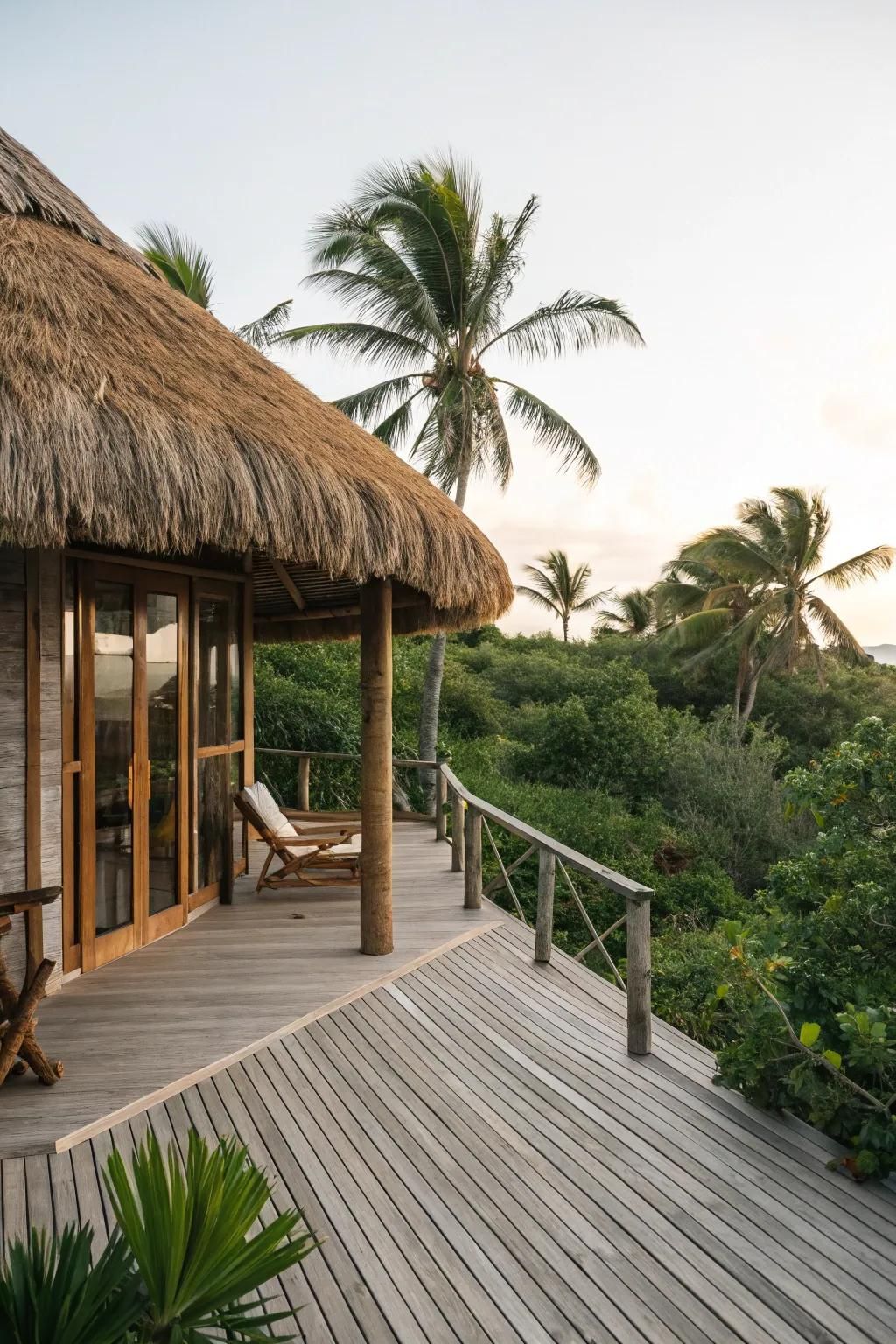 Thatched roofs: eco-friendly with a rustic charm.